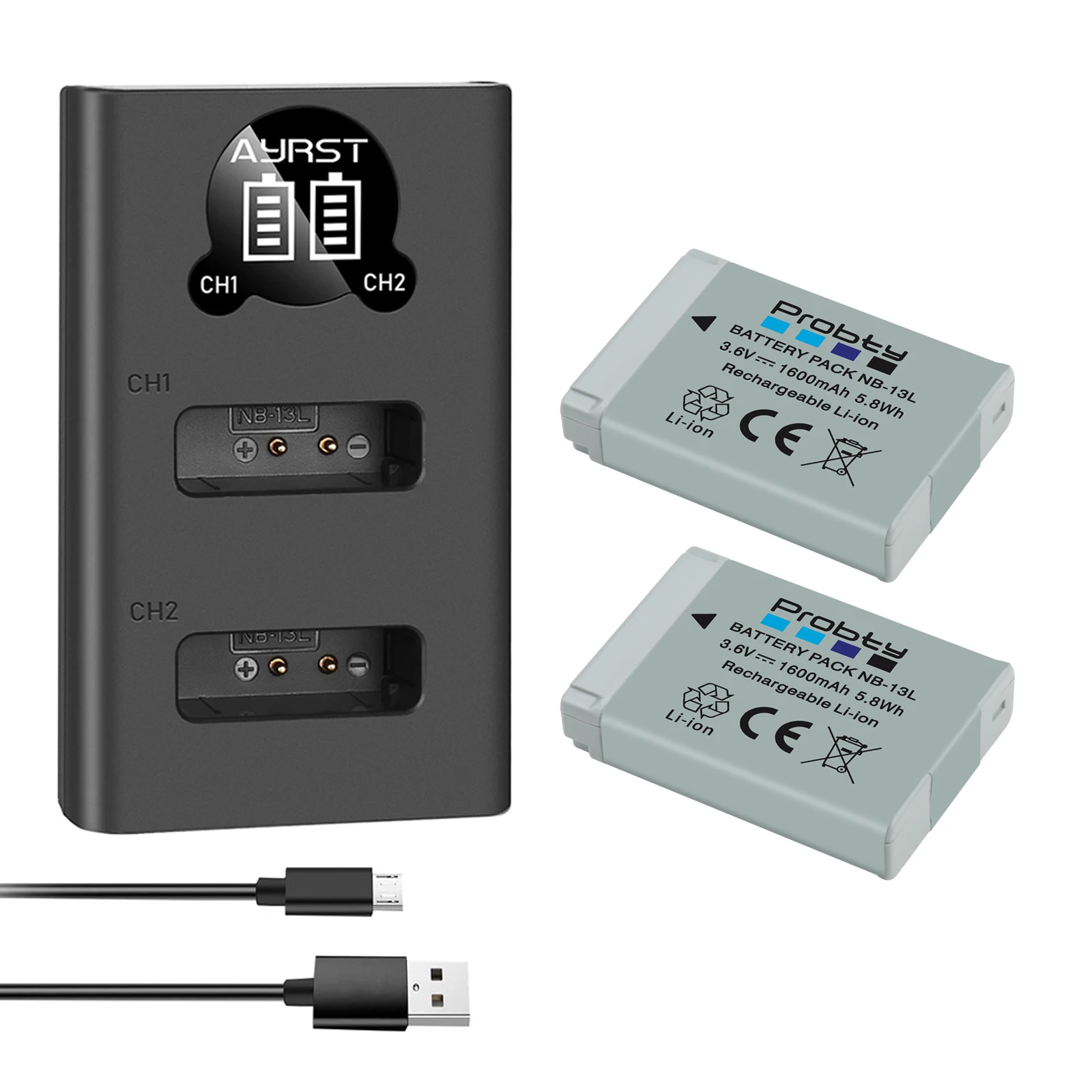 1600mAhNB13LNB13LNB13LBatteryLEDUSBChargerforCanonG7XMark