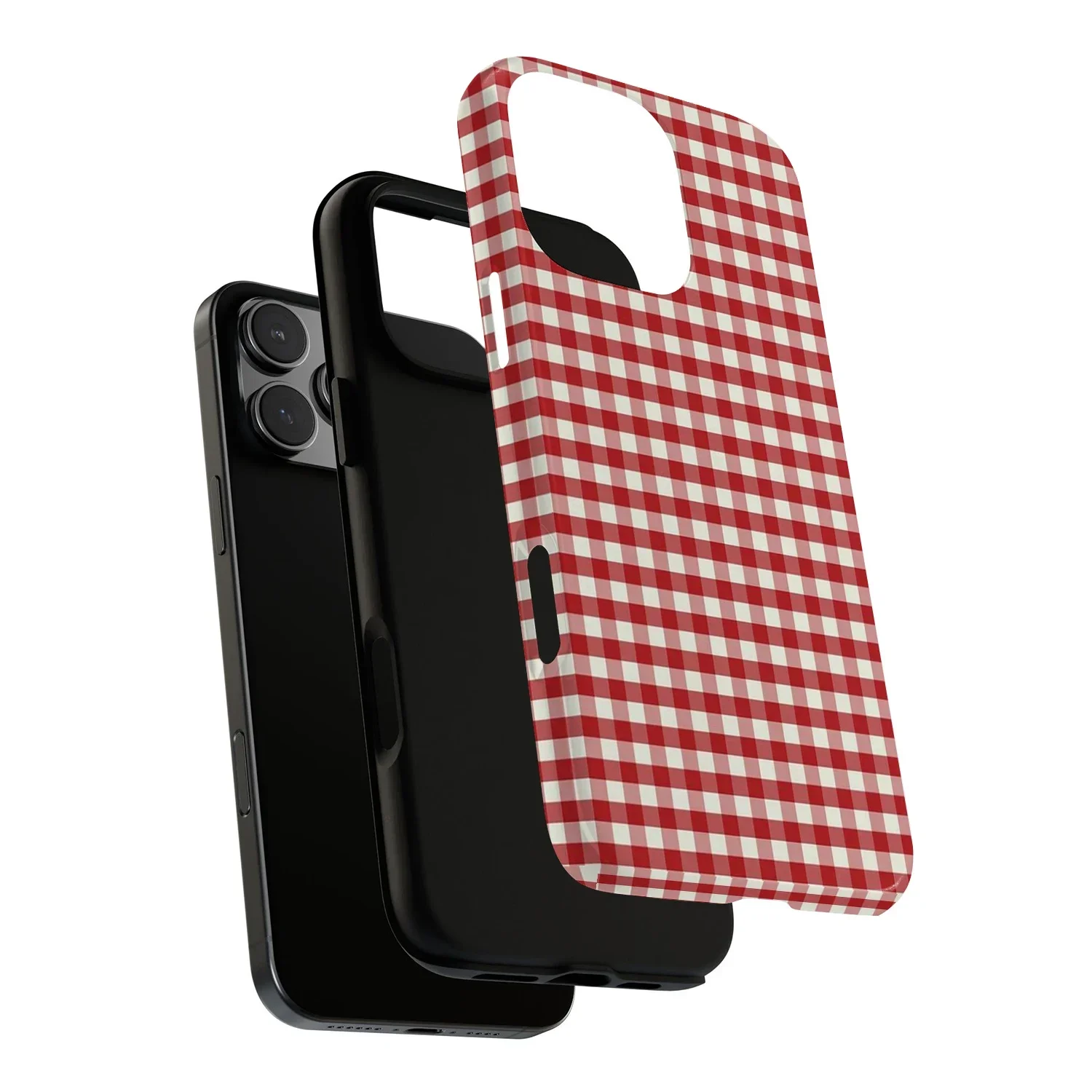 Retro Red Gingham Luxury Double-Layer Phone Case