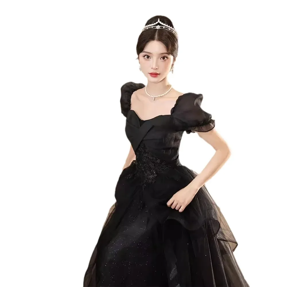 Elegant Black Evening Gown Hostess Dress for Adult...