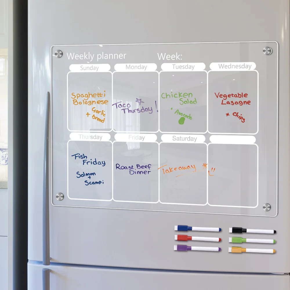 Description Picture 4 of itemPYLV Fridge Magnet Sticker Calendar Board Planner Reusable Magnetic Dry Erase Board Schedule Transparent Acrylic Fridge Message