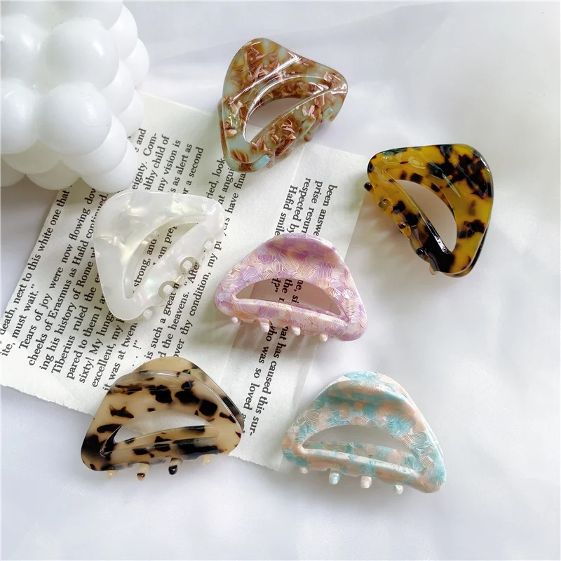 New Small Size Acetate Hair Claw Clip Hair Clamps Grab Colorful Hollowed Geometric Bath Shark Clip Korean Women Hair Accessories