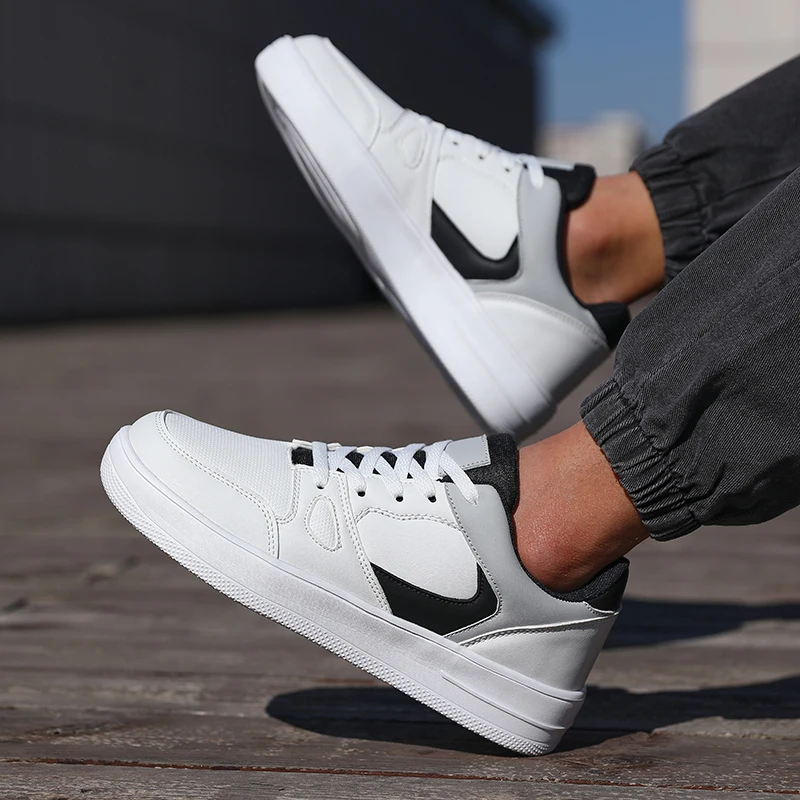 Fashion Men's Shoes Spring Sneakers Platform Wear-resistant Outdoor Jogging New Casual Lightweight Trendy White Board Shoes