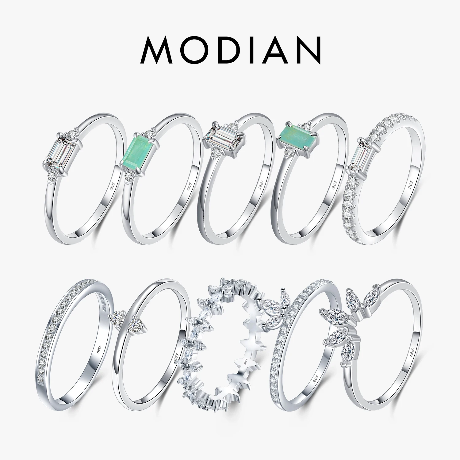 MODIAN Mode 100 % 925 Sterling Silber Turmalin Fingerringe Klassische Klare CZ Hochzeit Schmuck Für Frauen Engagement Feines Geschenk
