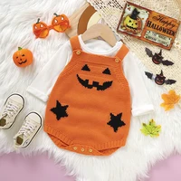 Baby Halloween Clothes Autumn Winter Casual Outwear Newborn Boys Girls Pumpkin Knitted Infant Kids Unisex Onesie Toddler Outfits 1