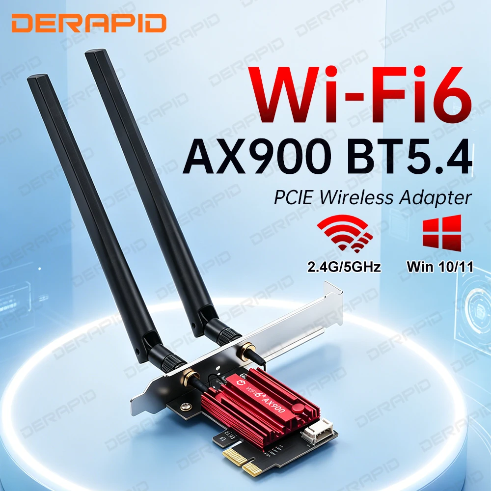 WiFi 6 PCIe AX900 네트워크 카드 어댑터 블루투스 5.4 듀얼 밴드 900Mbps 무선 데스크탑 PC용 윈도우 11/10 플러그 앤 플레이