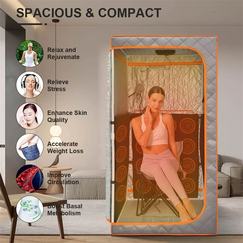 Description Picture 4 of itemPortable Infrared Sauna Full Size Far Infrared Sauna Separate Heating Foot Pad Home Saunas for Relaxation Detox