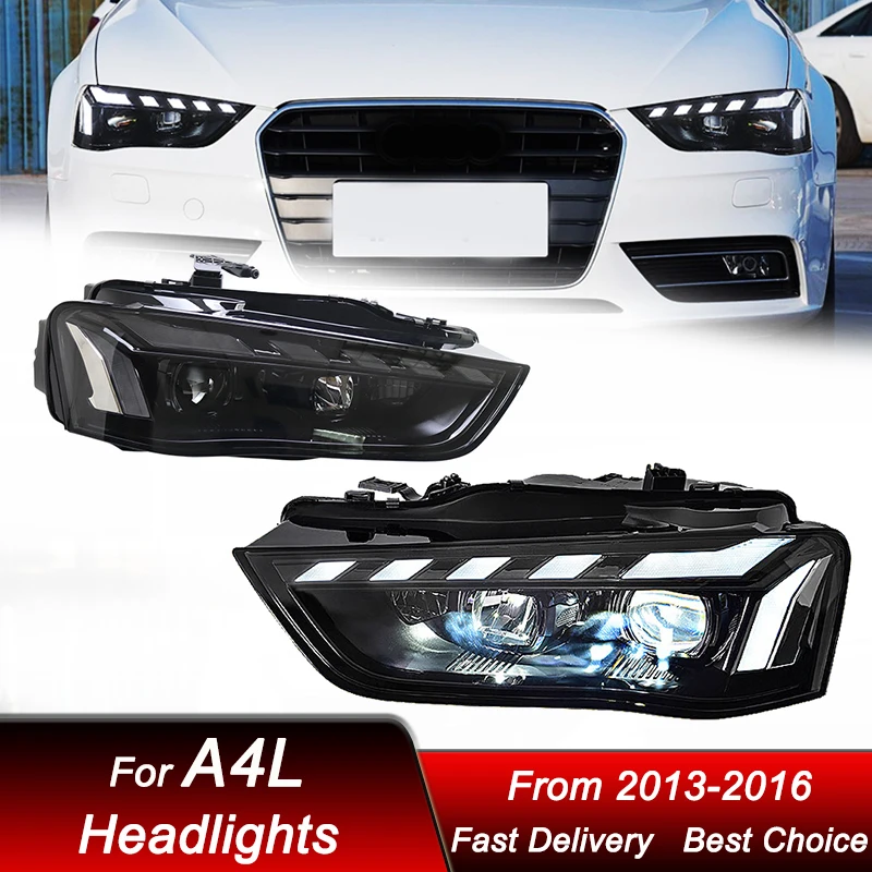 

Автомобильные фары для Audi A4L A4 2013-2016, новая полная стандартная фара в сборе, улучшенная Настройка, комплект аксессуаров для объектива проектора