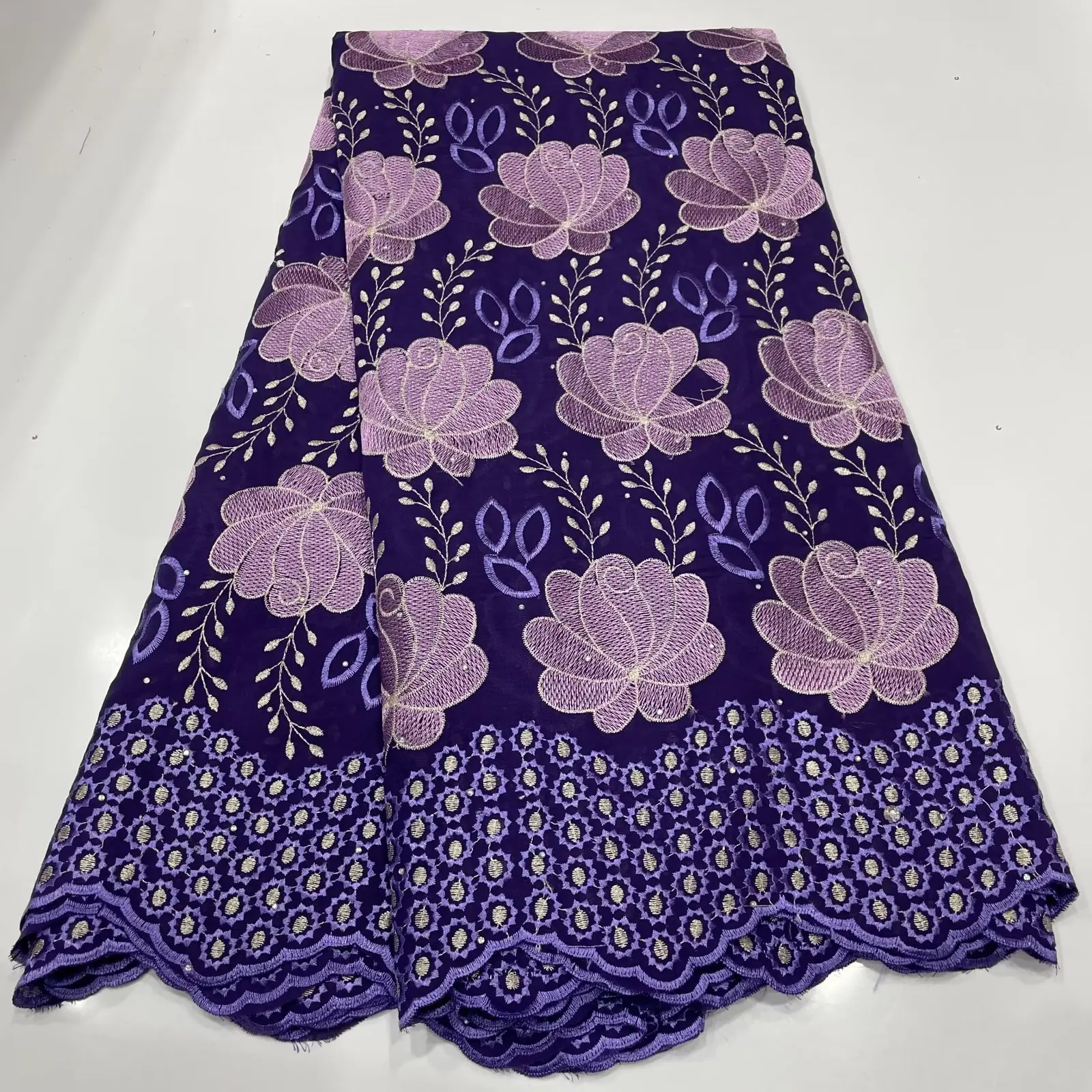 

Nigeiran Swiss Voile Lace In Switzerland With Stones African Nigerian Dry Lace Fabrics 2023 High Quality Cotton Lace Fabric Sew