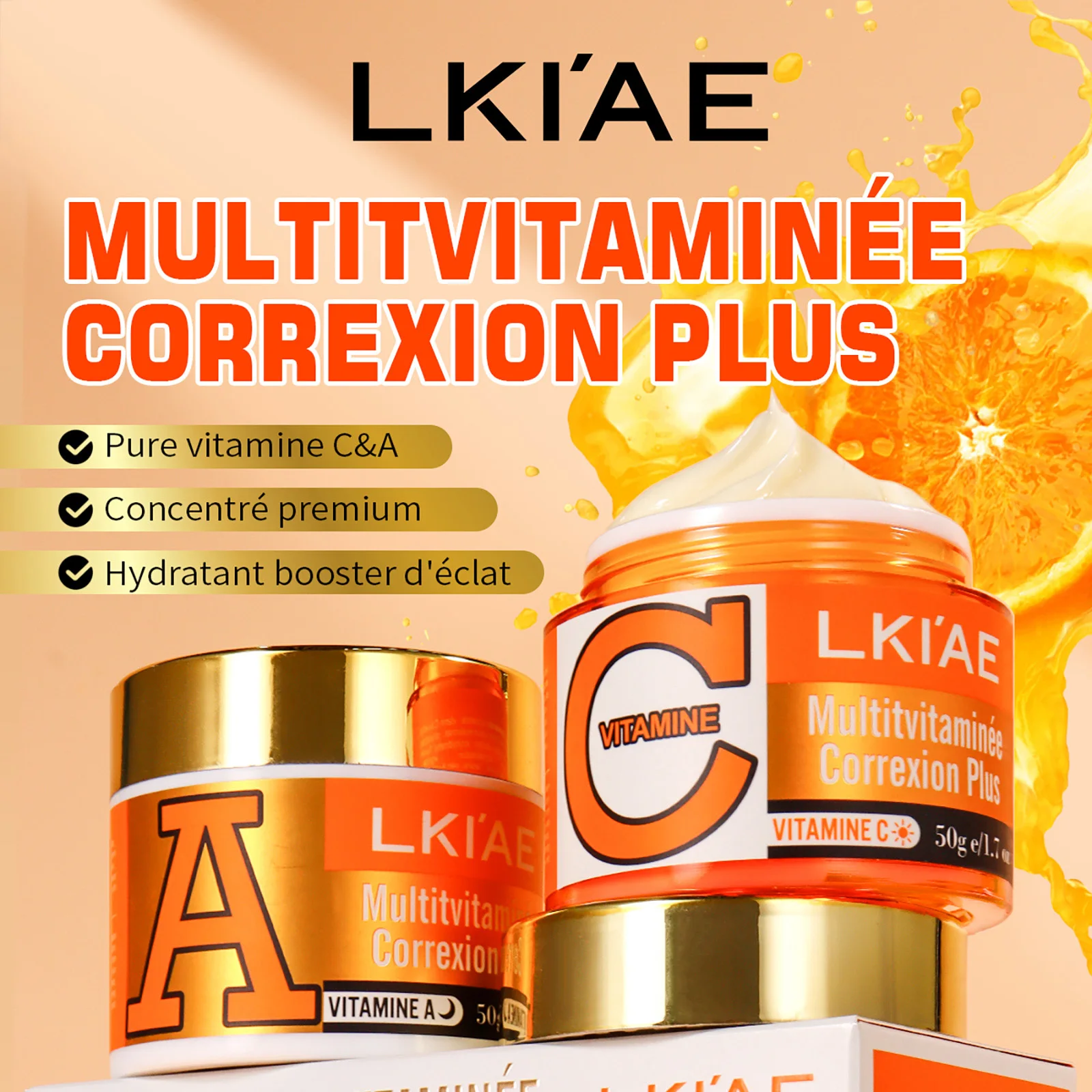 LKIAE Whitening Day and Night Face Cream, Vitamins C+A Facial Cream for All Skin Types, Reduce Black and Dark Spots, Cleansing