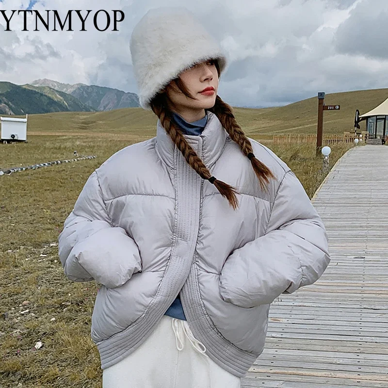 

Women's Fashion Down Jacket Short Warm Winter Cotton Padded Parka Clothes Solid Snow Outwear Coats Female YTNMYOP