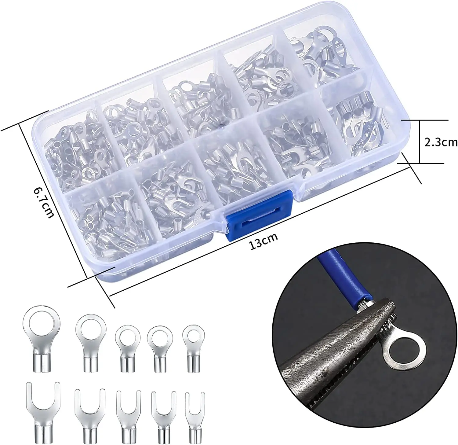 Copper Ring Fork Terminals Kit Non-Insulated Electrical O/Y Type Brass Terminal Assortment Set Cable Wire Connector Crimp Spade terminal connector