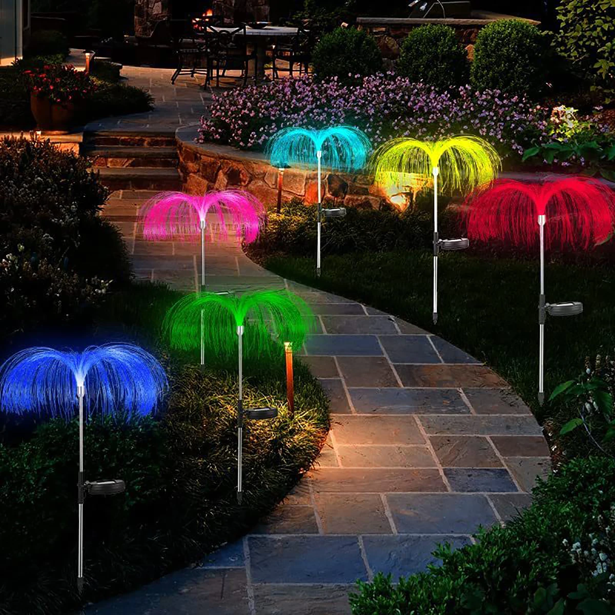 Solar LED Lights Outdoor Garden Decor Lawn 7 Color Change Waterproof Patio Yard Pathway Decor Solar Flowers Lamp