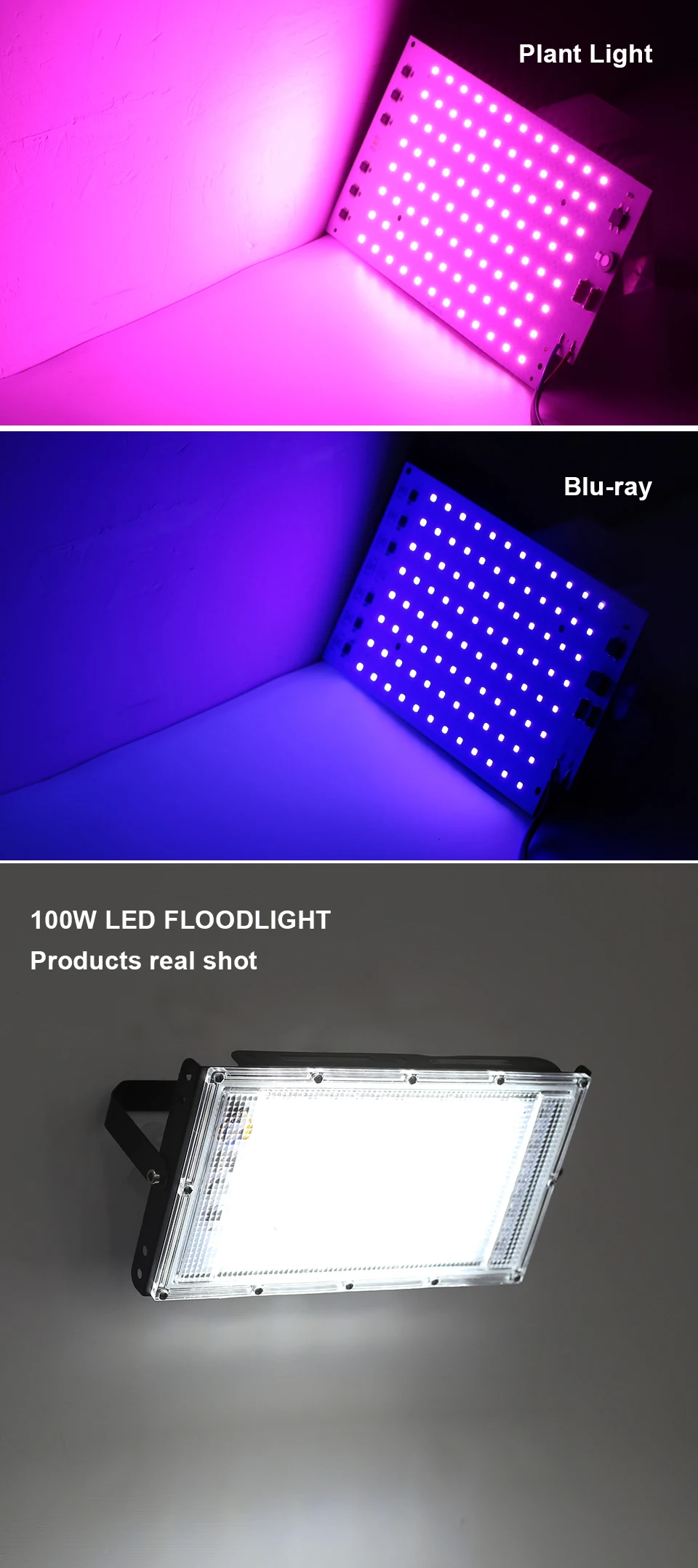 Description Picture 5 of item2pcs/lot 100W LED Flood Light Chip SMD 2835 Outdoor Floodlight AC 220V-240V For LED Street Lamp Landscape Lighting