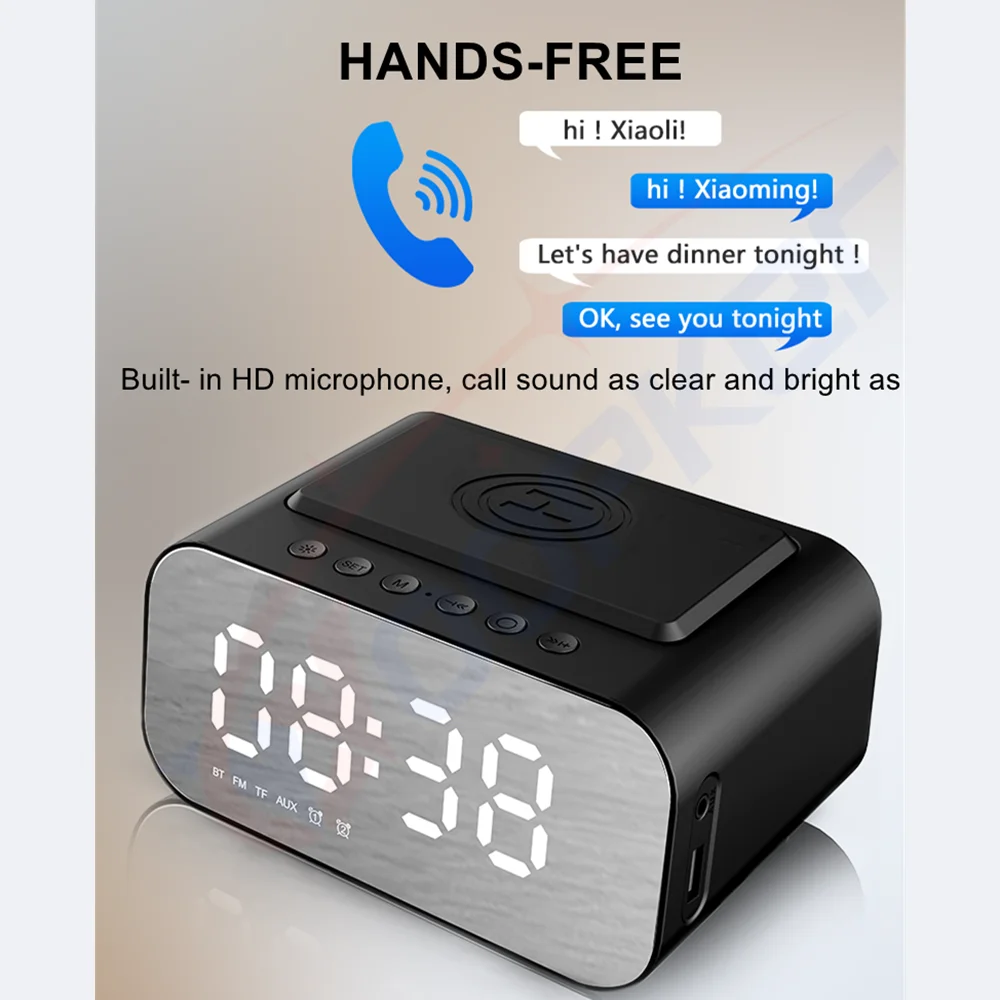 Multifunction 15W Wireless Charger 5W Speaker Display Night Light Alarm Clock 20