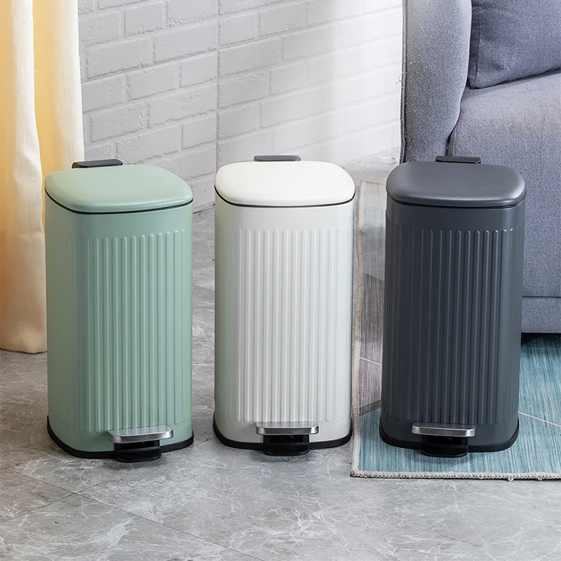 

Stainless Steel Trash Can Household Kitchen with Light Luxury Large Thin Cover Pedal Type Living Room Toilet Toilet Trash Can