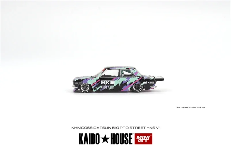 

Kaido House x MINI GT 1:64 Datsun 510 Pro Street HKS V1 Diecast Model Car