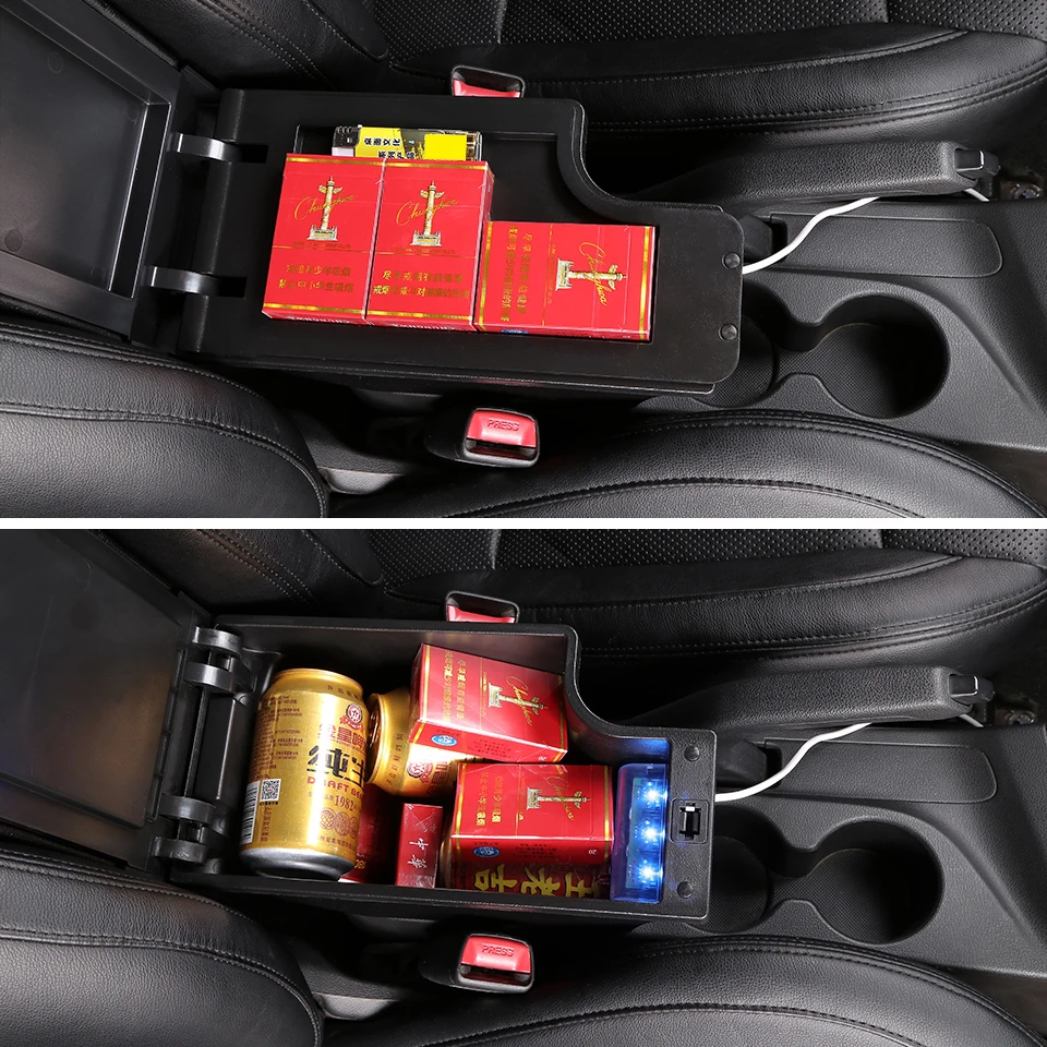 Center console armrest car armrest box armrest box For Mazda CX-3 Armrest Box Retrofit For Mazda 2 Skyactiv Version CX3 Storage Content Car Accessories Retractable Charging USB