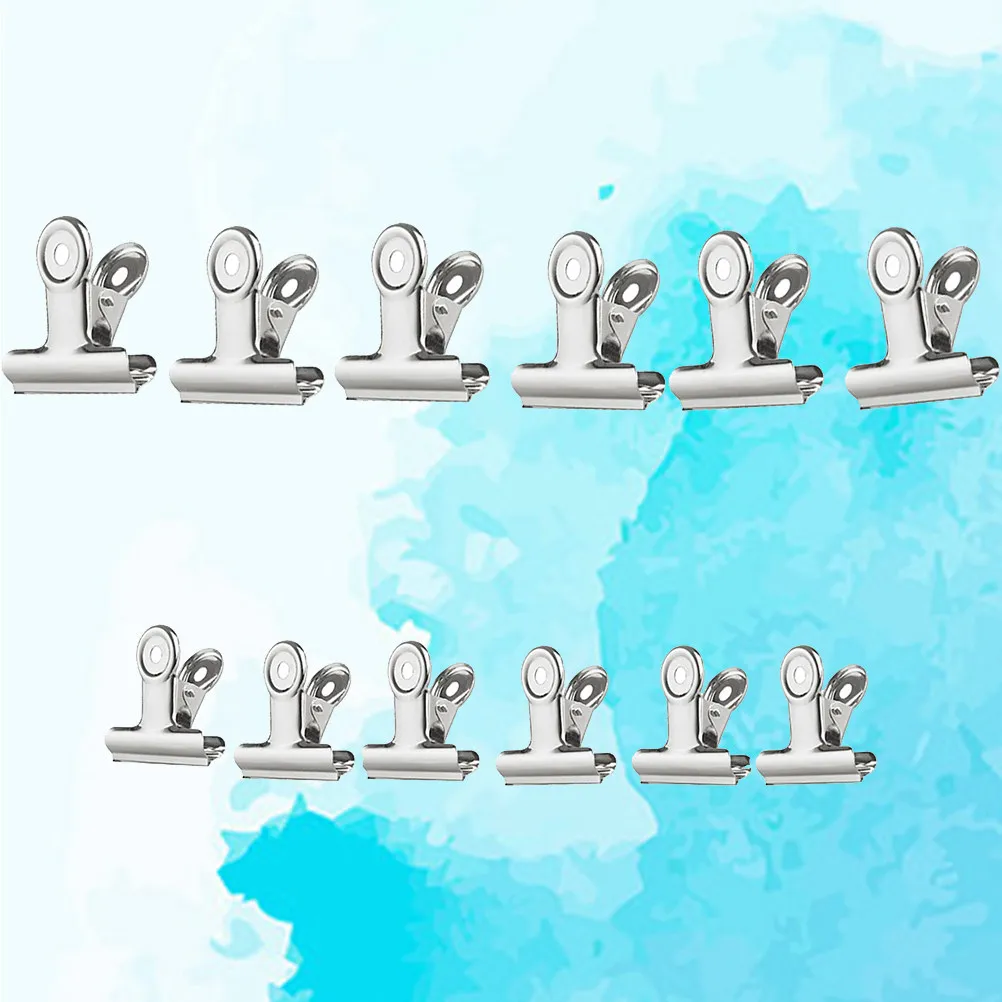 12Pcs 스테인레스 스틸 종이 바인더 그립 클립 실버 금속 클립 사무실 홈 공예 DIY 편지 메모 파일에 대한 강력한 홀드