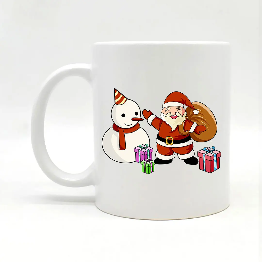 

Красно-белая сублимированная керамическая Рождественская кофейная кружка с логотипом на заказ, 11 унций