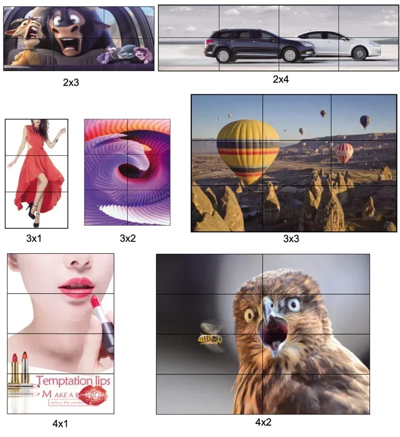 4K 3x3 HDMI 비디오 월 컨트롤러 & 플레이어 멀티 스크린 스플라이싱 프로세서 2x2 2x3 2x4 1x3 1x4 9 유닛 TV 스플라이서 플러그 앤 플레이