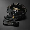 Winter plus velvet men's round neck casual suit fashion high-end embroidery crown eagle padded two-piece set 6