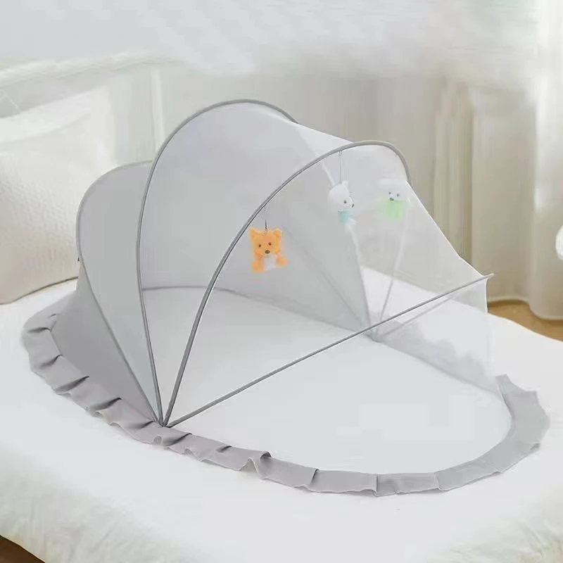 Baby Bed Infant Mosquito Nets Foldable with Cotton Pillows Portable Folding Baby Bedding Crib Netting 4