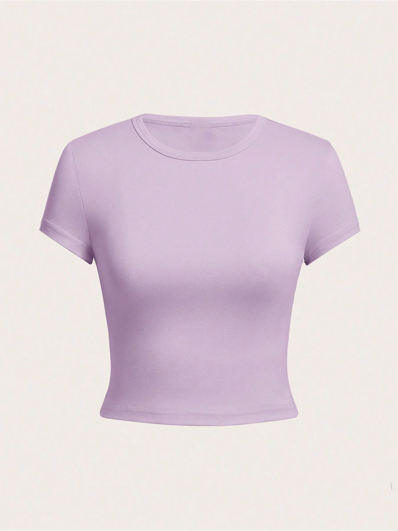 2026 casual four-color round neck short sleeved solid color tight fitting short T-shirt women's slim fit base shirt 4-piece set 2