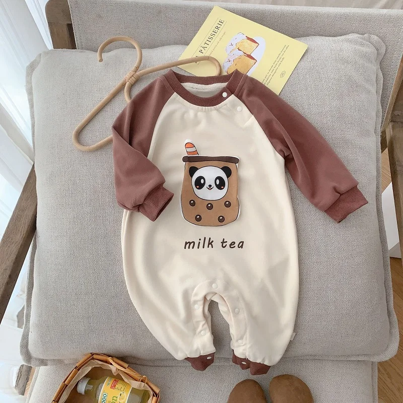 

2023 Autumn Baby Romper 0-2Years Newborn Boy Girl Long Sleeve O-Neck Cartoon Jumpsuit Loose Playsuit Outfits Clothes