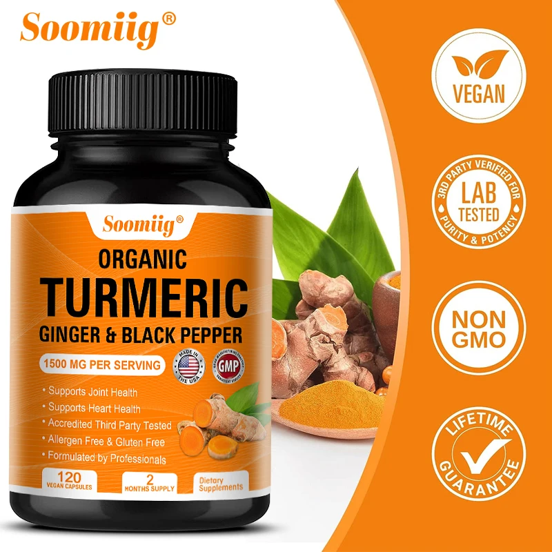 

Curcumin Supplement with Piperine for Efficient Absorption - For Joint Support Vegan Certified, Non-GMO, Gluten-Free