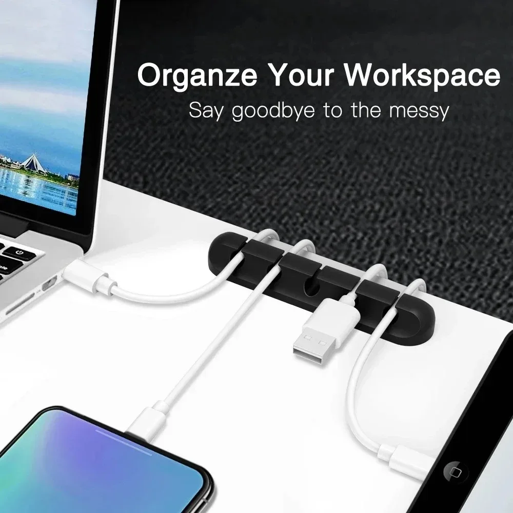 실리콘 USB 케이블 정리기 USB 충전 케이블 와인더 데스크탑 정리 클립 케이블 홀더 (마우스, 이어폰 액세서리용)