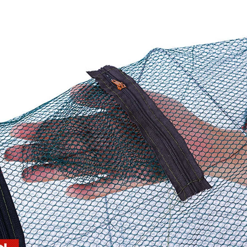 2 Stück faltbare Fischerei Garnelen Fisch Krabben Yabbie Köder Netz Falle 2 Löcher Krebse Hummer Fisch netz gegossen Tauch käfig 50*24*24/65*26*26cm – Detail 10