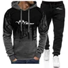 2024 Blaser Hunt Rifle Men New Gradient Hooded Hoodie + Pants Tracksuits Casual Print Sweatpant Leisure Harajuku Sportwear Suits 1