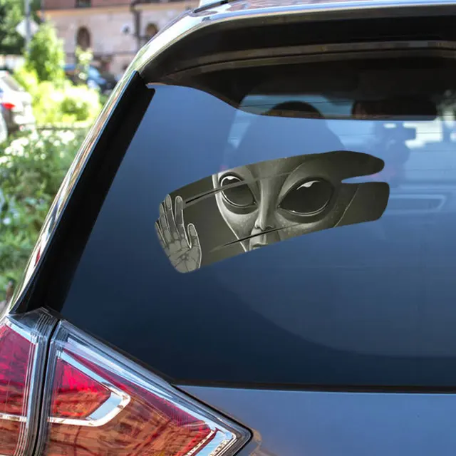M508# Cool Alien Cracked Car Sticker Self-Adhesive PVC Vinyl Auto Racing Decal Waterproof Car Accessories Decor