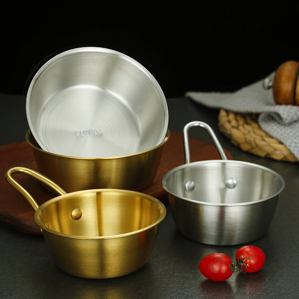 

1PC Stainless Steel Bowl 304 Korean Rice Wine Bowl Rice Bowl With Handle Seasoning Bowl Kitchen Mixing Bowls Gadgets