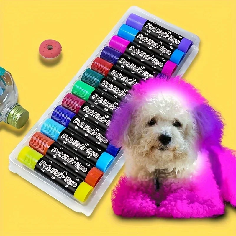 12pcs Your Pets Temporary Colors Hair Painting Pens Grooming Dog Washable Pet Fur Paint Dye Tintura Para El Cabello 8 colors gouache paint set kit