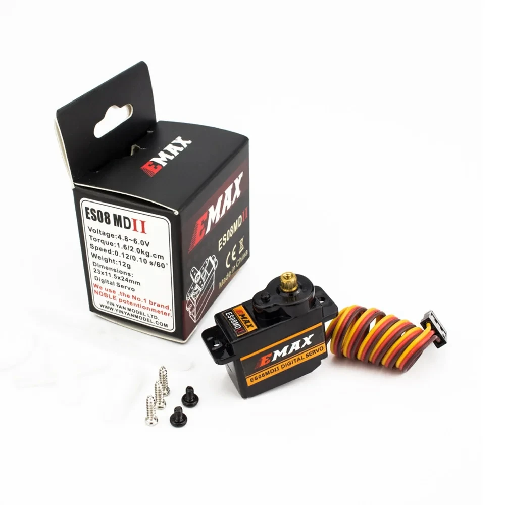 4 шт. EMAX ES08MD II ES08MD-II ES08MDII цифровой сервопривод 12 г/2,4 кг/высокоскоростной мини-металлический механизм для радиоуправляемой модели лодки автомобиля робота thumbnail 2