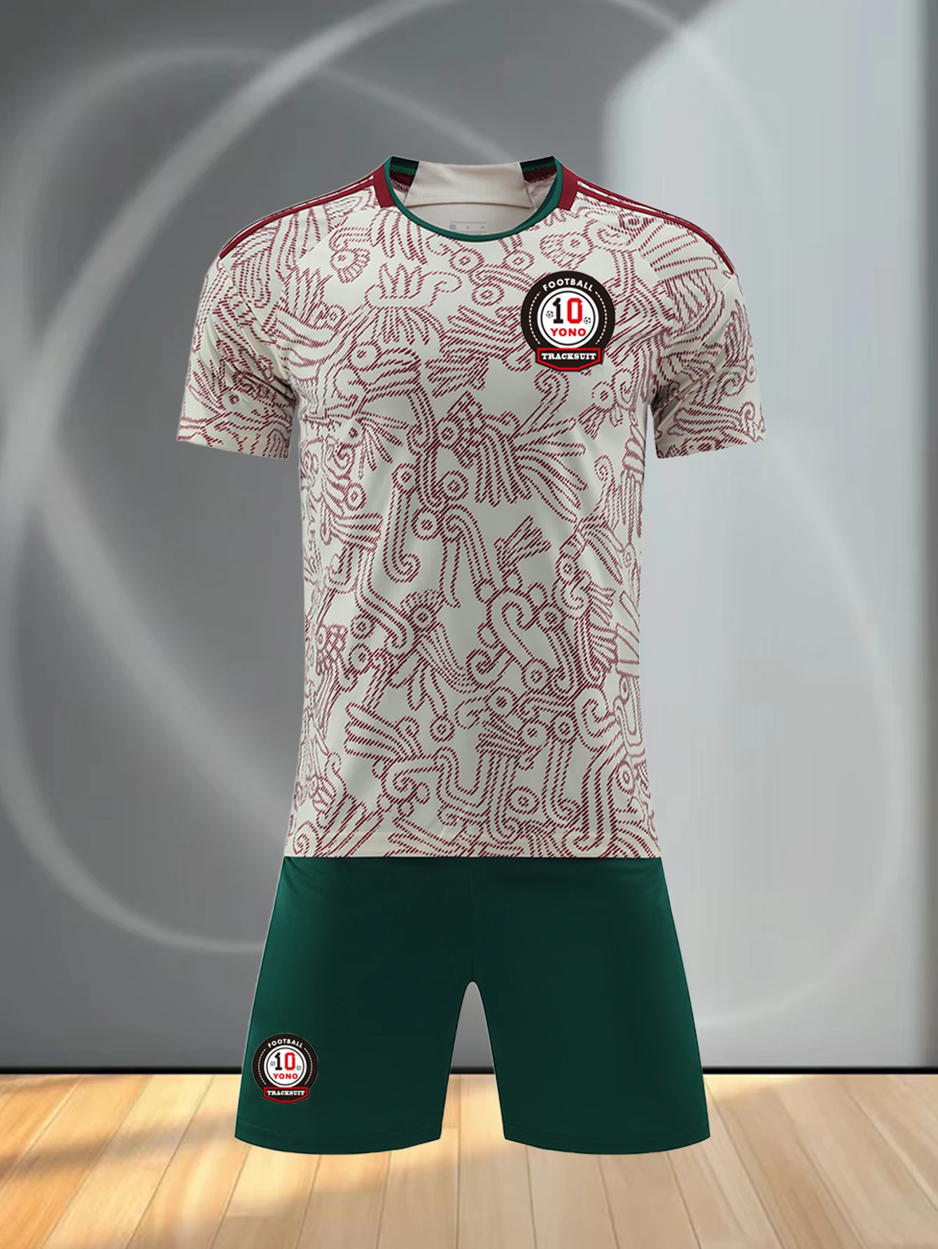 Men's Casual Sports Football Uniform round Neck Top with Fashionable Breathable Shorts Comfortable Football Suit Set