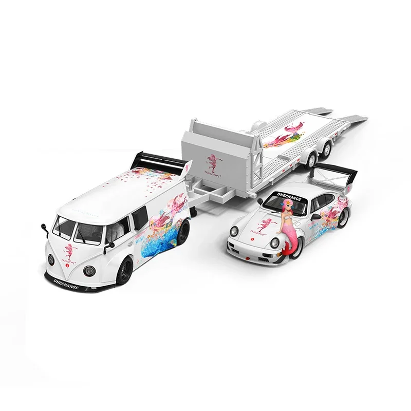 Volkswagen T1 van trailer Hipster Art 1:64 Porsche 911 964