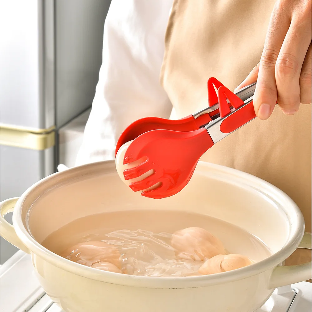 Food Tongs 1Pcs Silicone Stainless Steel for Camping Kitchen Baking Steak