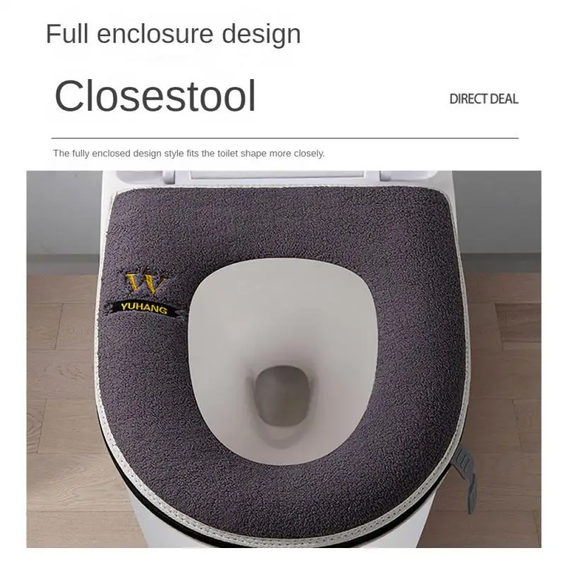 Universal Toilet Seat Cover Winter Warm Soft WC Mat Bathroom Washable Removable Zipper With Flip LidHandle Waterproof Household toilet seat cover toilet mat toilet seat cushion toilet accessories