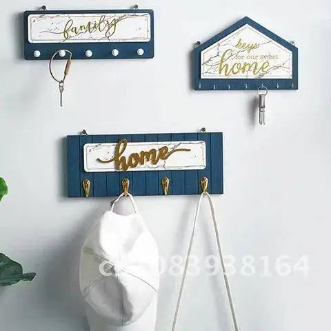 

Key Holder Wall Hanging Wood Coat Hook Vintage Hallway Home Space Saving Small Bedroom Door Back Decorative Room Rack New Space