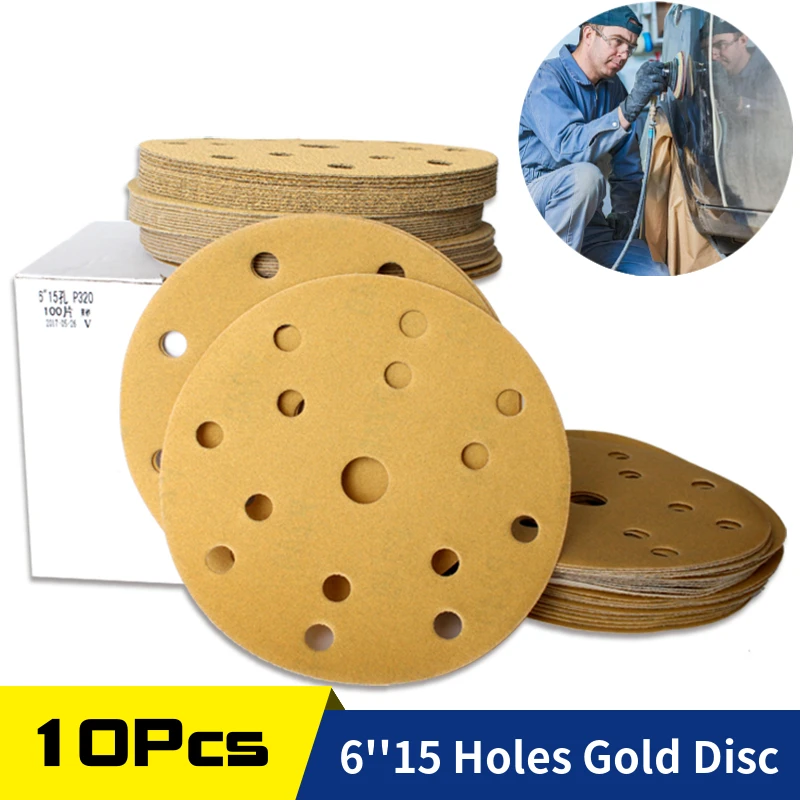 50pcs Sandpaper 8 Hole 5 inch Sanding Discs Hook and Loop 60/180/240/400/800/1200/2500/4000/7000/10000 Grits with Hand Sander for Automotive Metal Polishin 