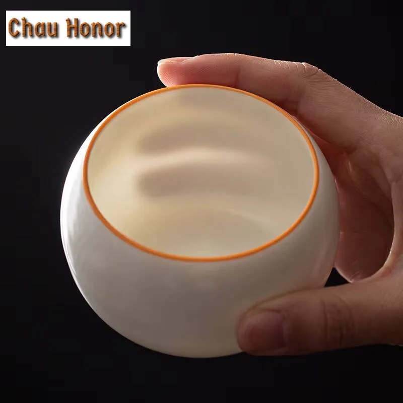 180ml Jade Grease Ru Porcelain Meditation Cup Ceramic Kung Fu Tea Set Master Cup Handmade Household Drinkware Accessories Gifts