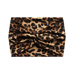 Chic Boho Extra Wide Turban Headbands for Women - Fashionable Workout & Yoga Hair Accessories (Leopard)
