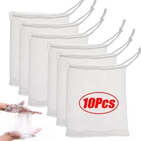 10/1Pcs Nylon Soap Bubble Mesh Bags Hangable Shower Gel Saver Pouch Facial Cleanser Body Bath Foaming Scrubbers Cleaning Tools 1