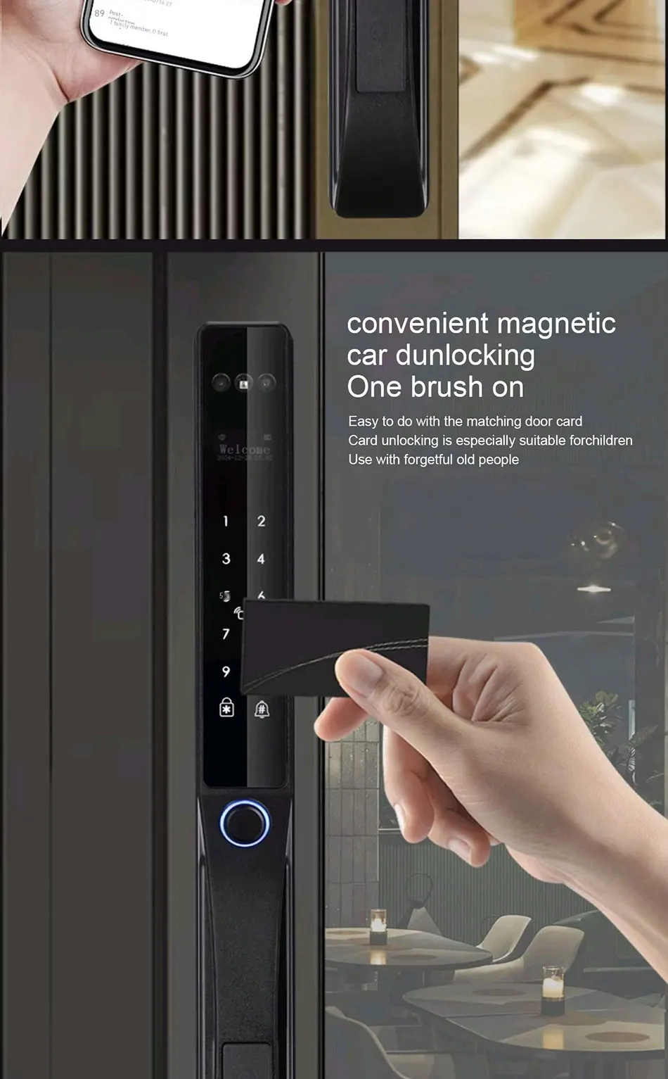 Waterproof Face Recognition Camera Fingerprint Lock TUYA WIFI APP RFID Card Code