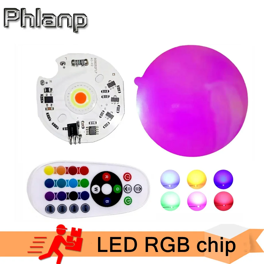 

Светодиодная лампа RGB COB с чипом, мощный светодиодный Диод, точечный светильник, источник света с дистанционным управлением умными цветами, 220 В, 5 В, для светильников с закатом