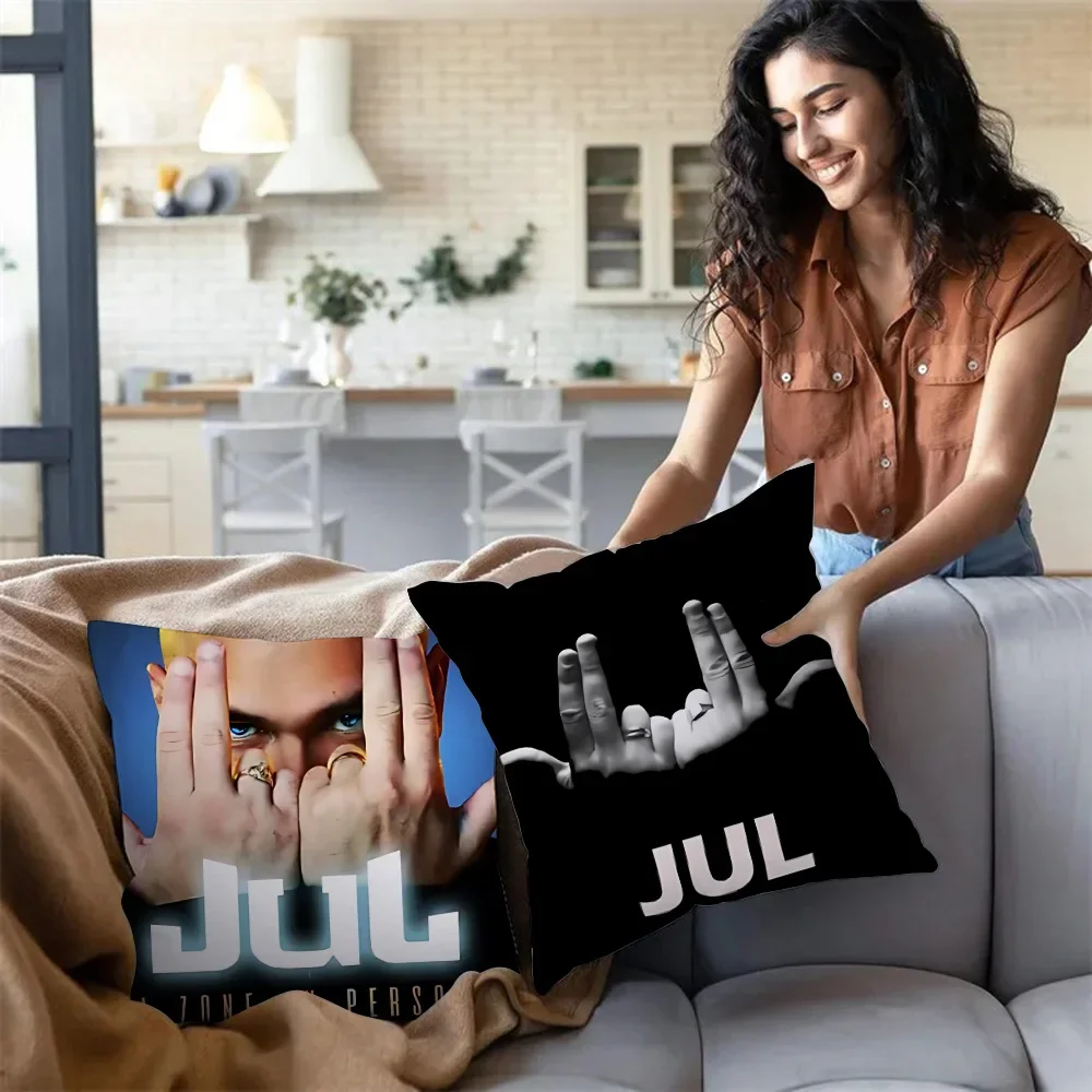 Rapper JuL C'est Pas Des Lol Pillow Covers Cartoon Sofa Decorative Home Double-sided Printing Short Plush Cute Cushion Cover