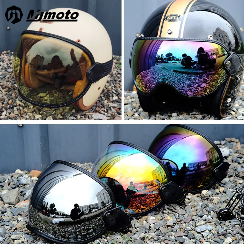 Casco moto universale Bubble Shield visiera lenti occhiali da sole