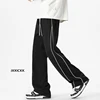 Clean Fit Sweatpants for Men Trendy Side Piping Spliced Straight Leg Pants All-matching Casual Jogging Outdoor Trouser 4
